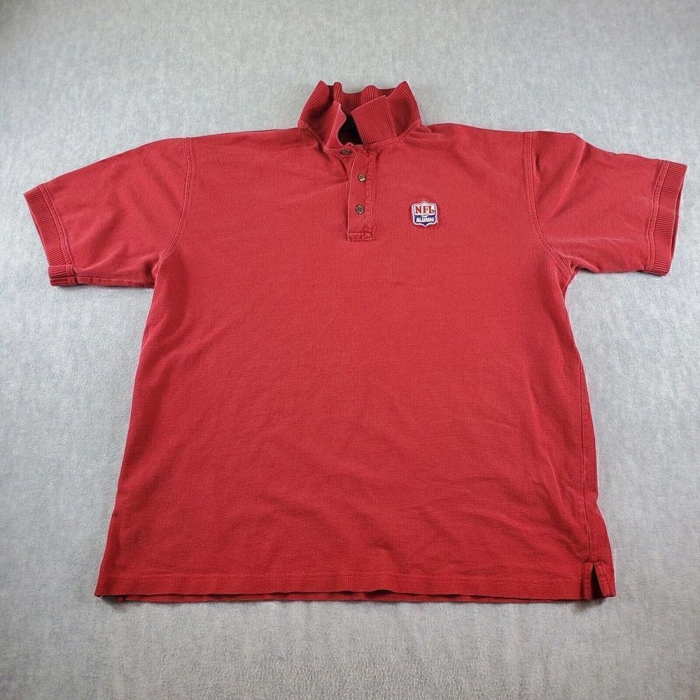 Vintage NFL Alumni Shirt Mens Large Red Antigua Football Ribbed Cotton Polo